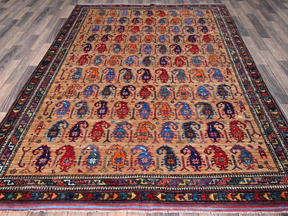 Brown 6'3" x 8'4" Kazak Hand knotted Wool Rug - Sku: O0586