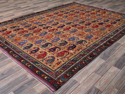 Brown 6'3" x 8'4" Kazak Hand knotted Wool Rug - Sku: O0586