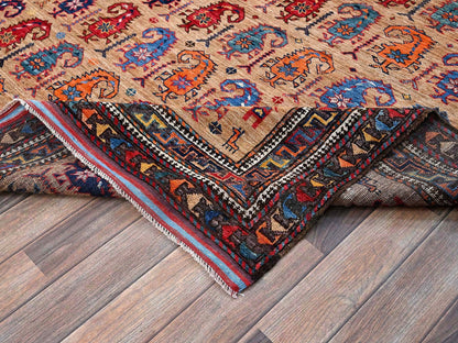 Ersari Kazak hand-knotted wool rug in Brown & Multicolor, 6'3" x 8'4" — SKU O0586 (view 7)