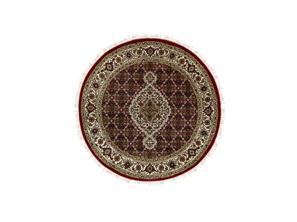 Red 3'4" x 3'4" Traditional Hand knotted Wool Rug - Sku: O058742