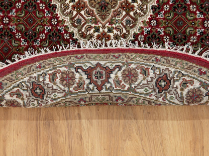 Red 3'4" x 3'4" Traditional Hand knotted Wool Rug - Sku: O058742