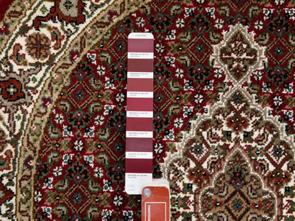 Red 3'4" x 3'4" Traditional Hand knotted Wool Rug - Sku: O058742