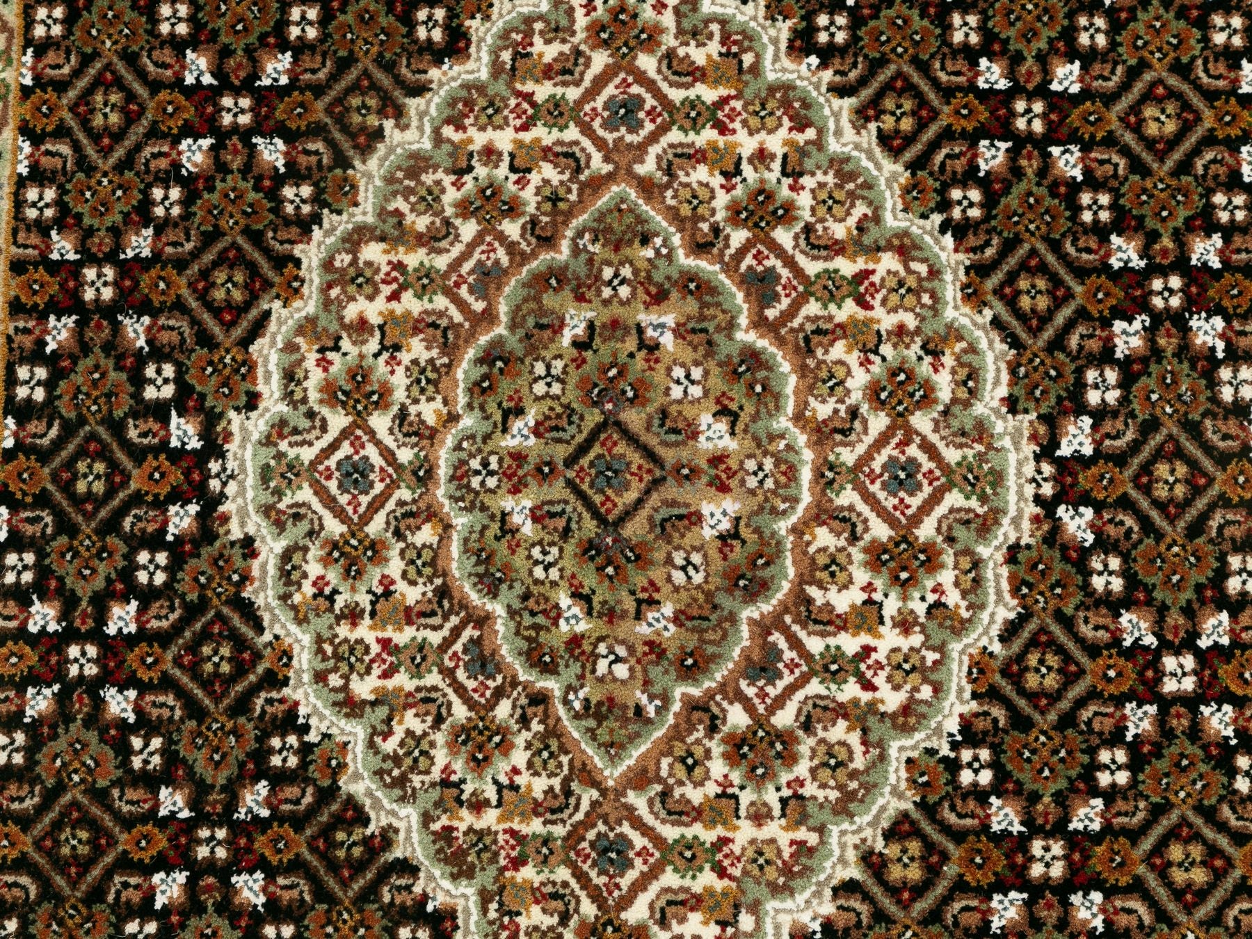 Tabriz Fine Oriental hand-knotted wool rug in Black & Ivory, 3'1" x 5'6" — SKU O058776 (view 5)