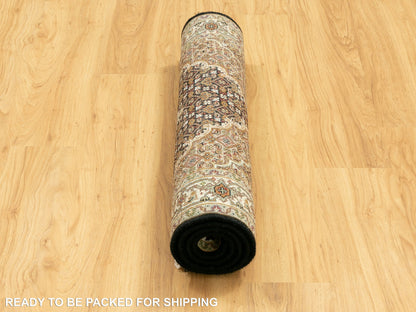 Tabriz Fine Oriental hand-knotted wool rug in Black & Ivory, 3'1" x 5'6" — SKU O058776 (view 6)