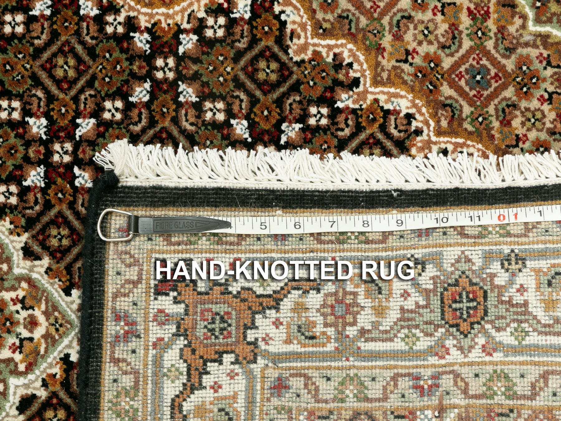 Tabriz Fine Oriental hand-knotted wool rug in Black & Ivory, 3'1" x 5'6" — SKU O058776 (view 8)