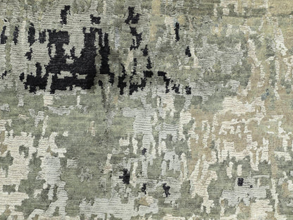 Modern / Contemporary hand-knotted wool/silk runner in Beige, 2'7" x 9'9" — SKU O058874 (view 5)
