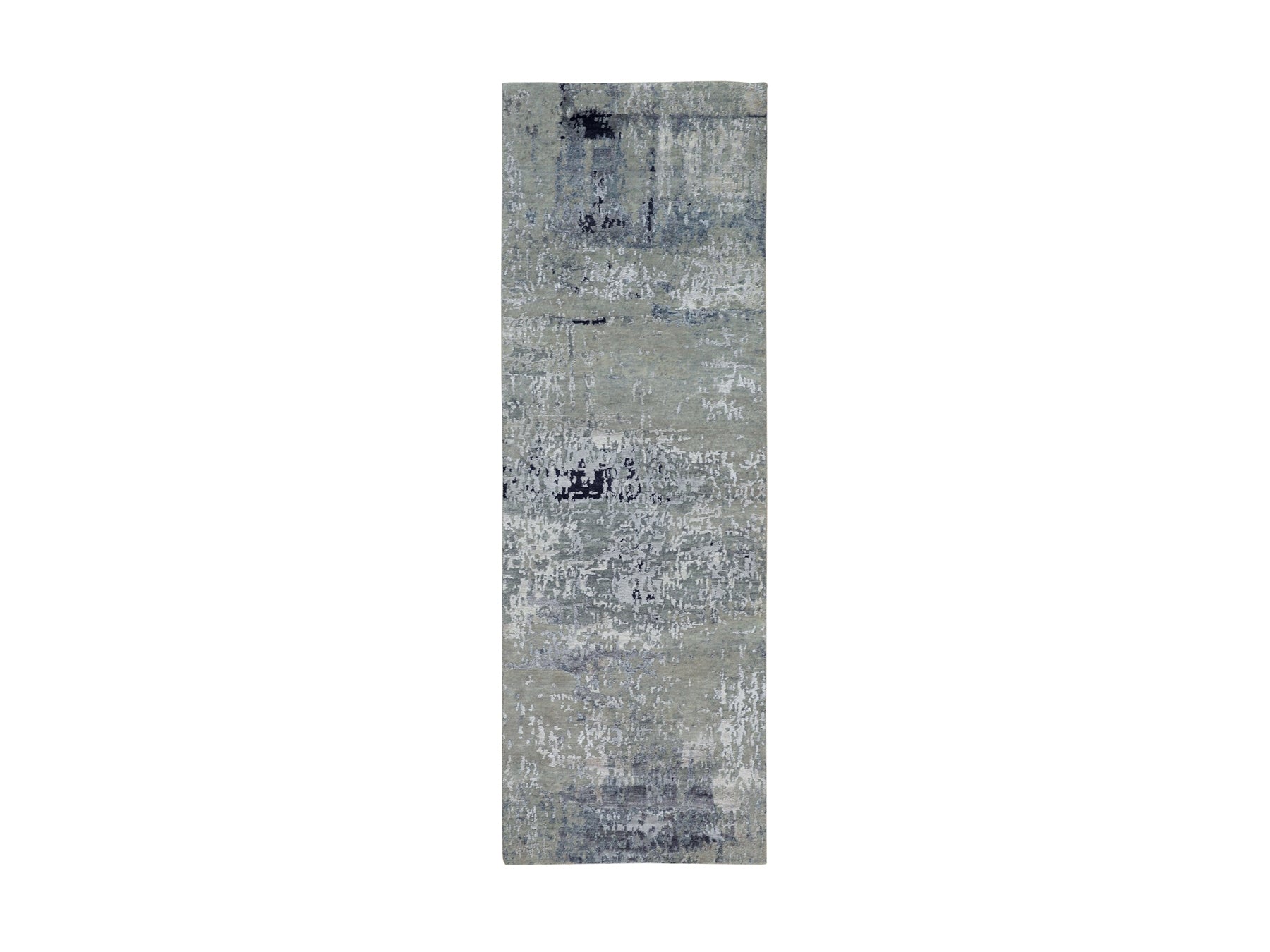Modern / Contemporary hand-knotted wool/silk runner in Beige, 2'8" x 7'10" — SKU O058876