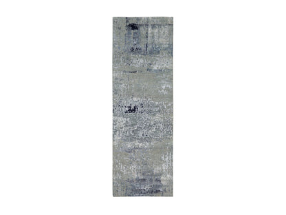 Modern / Contemporary hand-knotted wool/silk runner in Beige, 2'8" x 7'10" — SKU O058877