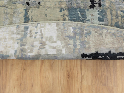 Beige 8'0" x 8'0" Modern and Contemporary Hand knotted Wool/Silk Rug - Sku: O058881