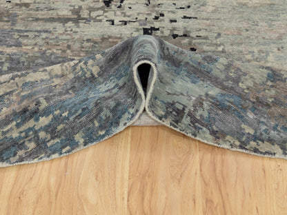 Beige 8'0" x 8'0" Modern and Contemporary Hand knotted Wool/Silk Rug - Sku: O058881