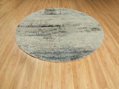 Beige 8'0" x 8'0" Modern and Contemporary Hand knotted Wool/Silk Rug - Sku: O058882
