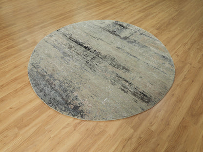 Beige 7'0" x 7'0" Modern and Contemporary Hand knotted Wool/Silk Rug - Sku: O058885