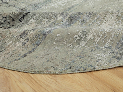 Beige 7'0" x 7'0" Modern and Contemporary Hand knotted Wool/Silk Rug - Sku: O058885