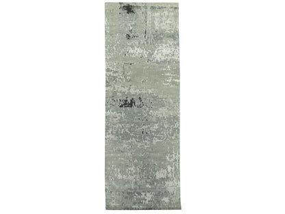 Modern / Contemporary hand-knotted wool/silk runner in Beige, 2'8" x 19'10" — SKU O058890