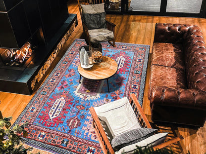 Blue 5'11" x 7'8" Kazak Hand knotted Wool Rug - Sku: O0588