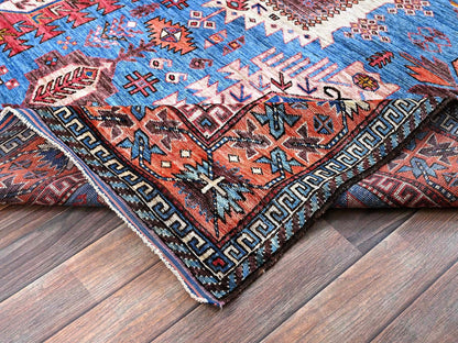 Blue 5'11" x 7'8" Kazak Hand knotted Wool Rug - Sku: O0588
