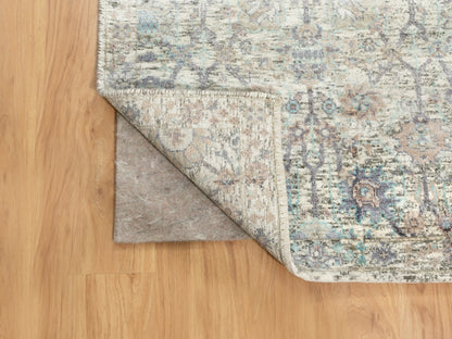 Ivory 2'5" x 20'5" Transitional Hand knotted Wool/Silk Rug - Sku: O058946