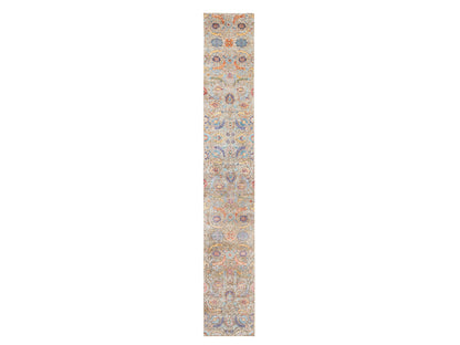 Ivory 2'6" x 16'4" Wool / Silk Hand knotted Wool/Silk Rug - Sku: O058966