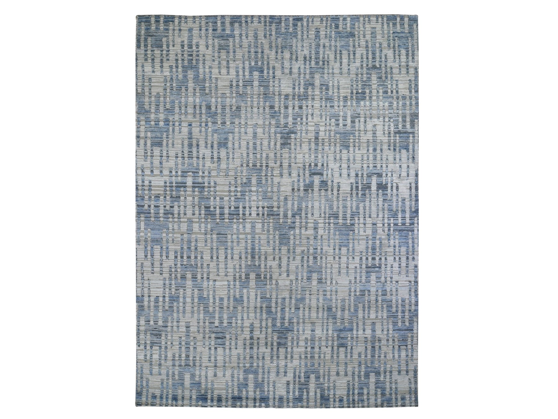 Modern / Contemporary hand-knotted wool/pure silk rug in Beige, 9' x 12' — SKU O059003