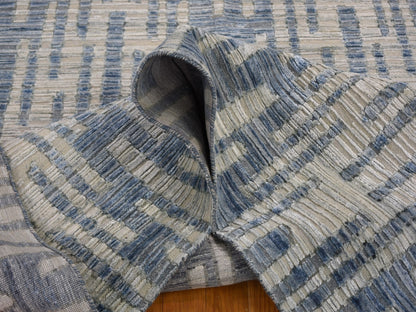 Beige 9'0" x 12'0" Modern and Contemporary Hand knotted Wool/Silk Rug - Sku: O059003