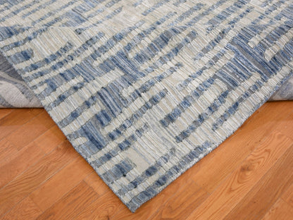 Beige 9'0" x 12'0" Modern and Contemporary Hand knotted Wool/Silk Rug - Sku: O059003