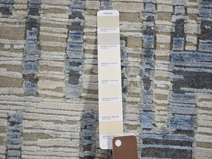 Beige 9'0" x 12'0" Modern and Contemporary Hand knotted Wool/Silk Rug - Sku: O059003