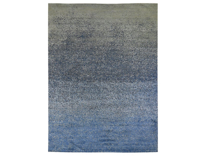 Blue 9'0" x 12'0" Modern and Contemporary Hand knotted Wool/Silk Rug - Sku: O059007