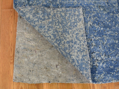 Blue 9'0" x 12'0" Modern and Contemporary Hand knotted Wool/Silk Rug - Sku: O059007