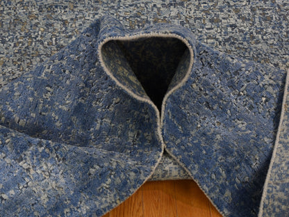 Blue 9'0" x 12'0" Modern and Contemporary Hand knotted Wool/Silk Rug - Sku: O059007