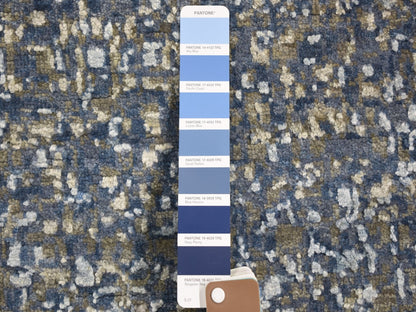 Blue 9'0" x 12'0" Modern and Contemporary Hand knotted Wool/Silk Rug - Sku: O059007
