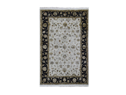 Ivory 6'0" x 9'3" Rajasthan Hand knotted Wool/Silk Rug - Sku: O059016