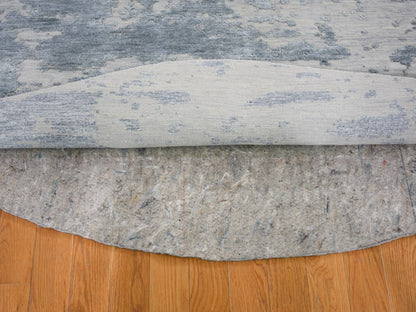 Grey 7'10" x 7'10" Modern / Contemporary Hand knotted Wool/Silk Rug - Sku: O059053