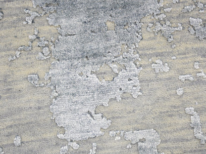 Grey 7'10" x 7'10" Modern / Contemporary Hand knotted Wool/Silk Rug - Sku: O059053
