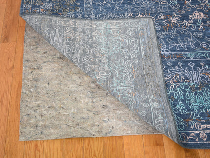 Blue 9'0" x 12'0" Modern and Contemporary Hand knotted Wool/Silk Rug - Sku: O059057