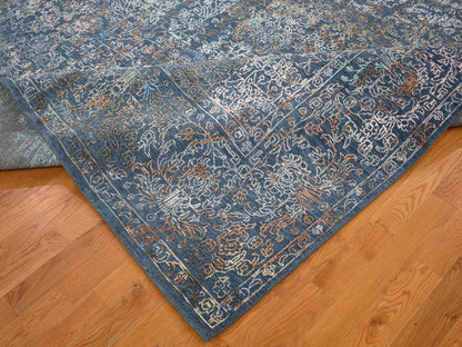 Blue 9'0" x 12'0" Modern and Contemporary Hand knotted Wool/Silk Rug - Sku: O059057
