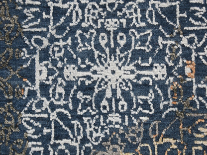 Blue 9'0" x 12'0" Modern and Contemporary Hand knotted Wool/Silk Rug - Sku: O059057