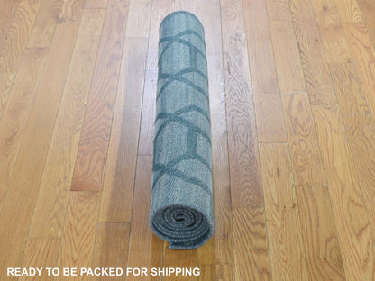 Kilim Flat-Weave hand-knotted wool runner in Blue, 2'7" x 9'8" — SKU O059118 (view 5)