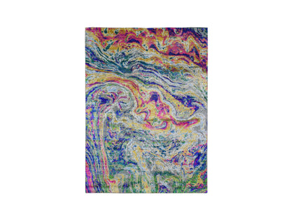 Yellow 4'9" x 6'7" Transitional Hand knotted Wool/Silk Rug - Sku: O059151