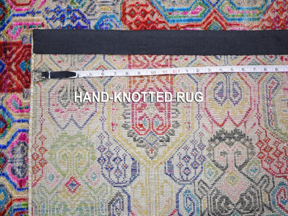 Yellow 5'0" x 6'10" Modern / Contemporary Hand knotted Wool/Silk Rug - Sku: O059152