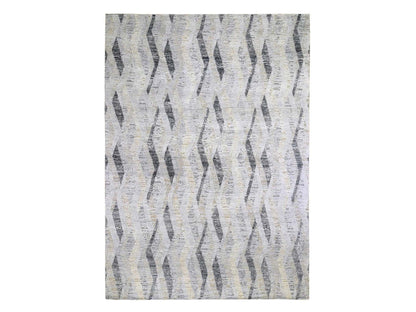 Grey 10'0" x 14'0" Modern / Contemporary Hand knotted Wool/Silk Rug - Sku: O059153