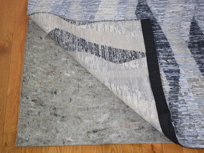 Grey 10'0" x 14'0" Modern / Contemporary Hand knotted Wool/Silk Rug - Sku: O059153