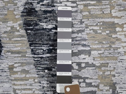 Grey 10'0" x 14'0" Modern / Contemporary Hand knotted Wool/Silk Rug - Sku: O059153