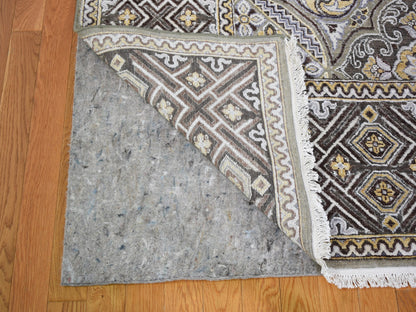 Ivory 12'0" x 15'5" Transitional Hand knotted Wool/Silk Rug - Sku: O059154