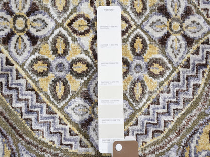 Ivory 12'0" x 15'5" Transitional Hand knotted Wool/Silk Rug - Sku: O059154