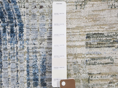 Blue 8'0" x 8'0" Modern and Contemporary Hand knotted Wool/Silk Rug - Sku: O059156