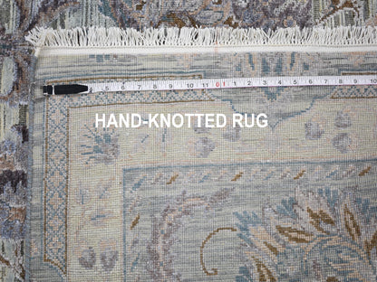 Oushak hand-knotted wool/silk rug in Green & Ivory, 6' x 9'1" — SKU O059164 (view 8)