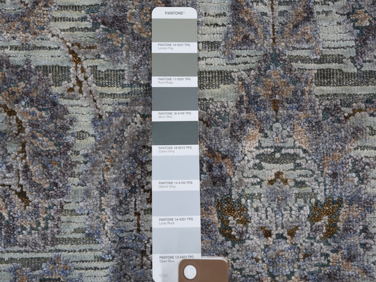 Oushak hand-knotted wool/silk rug in Green & Ivory, 3'1" x 5' — SKU O059169 (view 4)