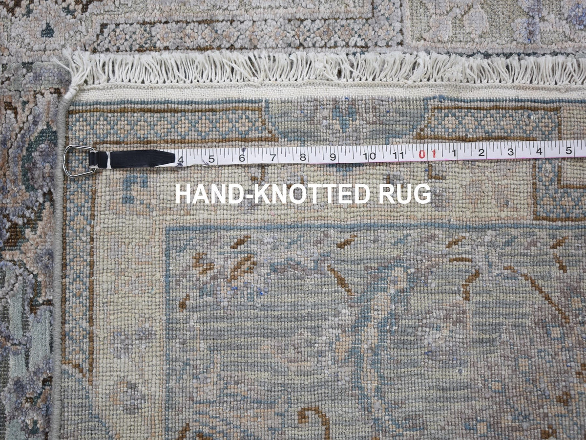 Oushak hand-knotted wool/silk rug in Green & Ivory, 3'1" x 5' — SKU O059169 (view 7)