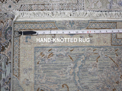 Oushak hand-knotted wool/silk rug in Green & Ivory, 3'1" x 5' — SKU O059169 (view 7)