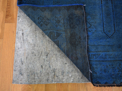Overdyed 5'0" x 10'0" Vintage Hand knotted Wool Rug - Sku: O059185